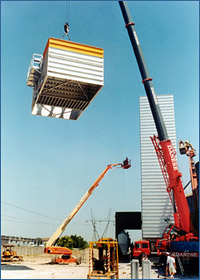 Grain dryer by Tecnograin: Assembling stage of a grain drying column